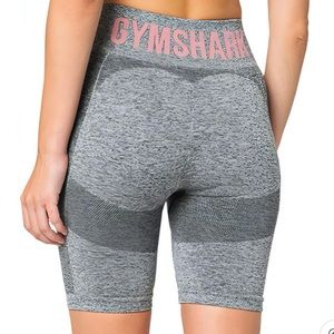 GYMSHARK Grey + Ruby Pink Flex Cycling Shorts S